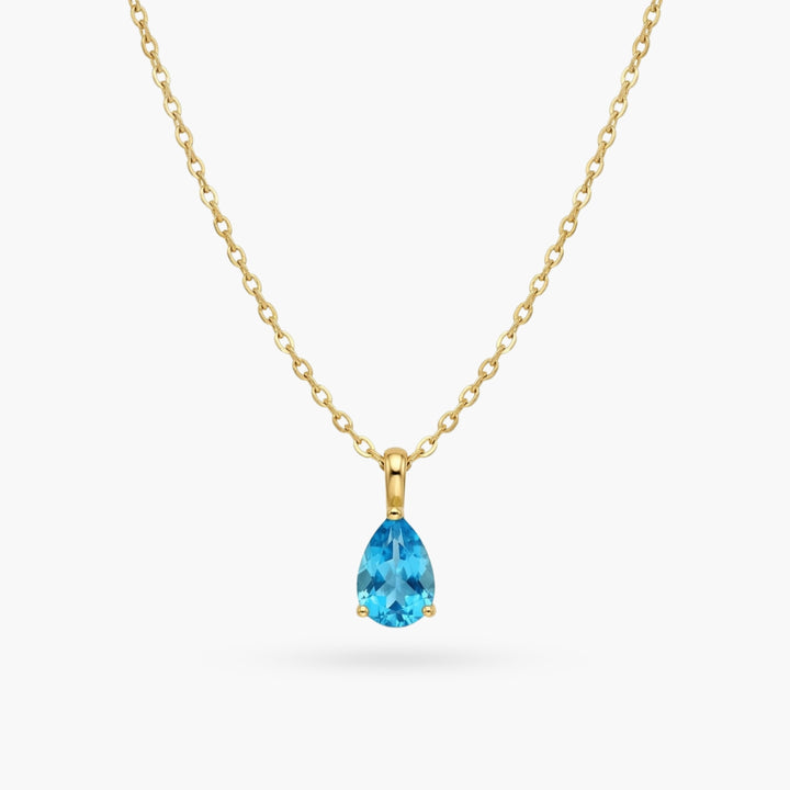 The Birthstones Teardrop Prong Set Gold Necklace