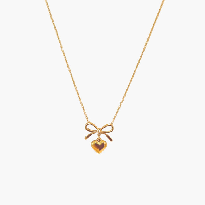 The Bow to my Heart of Gold  Necklace