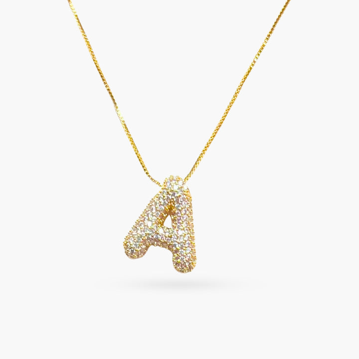 Bubble Bling Alphabet Letter Gold Necklace