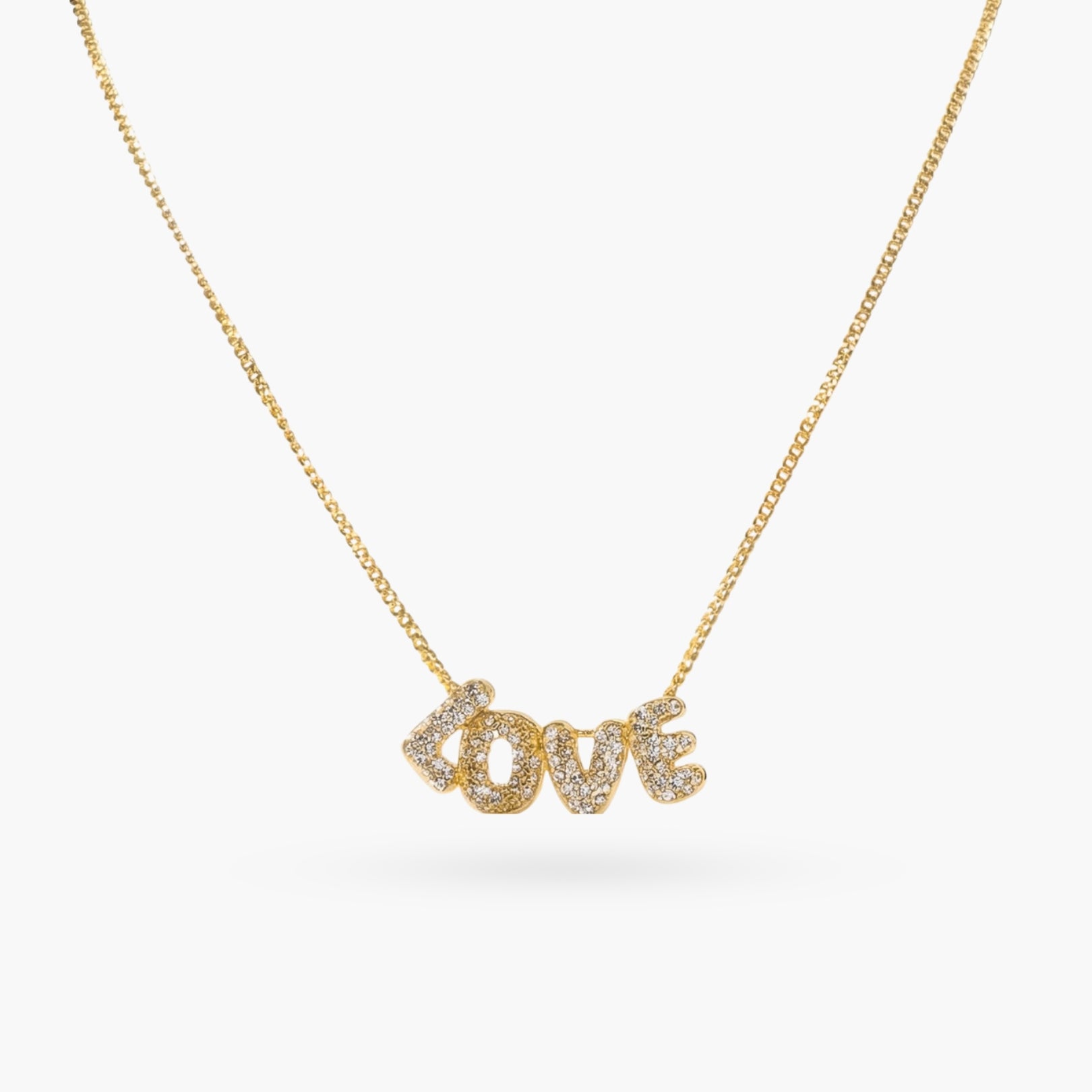 The Bubble Love with Rhinestone Gold Necklace