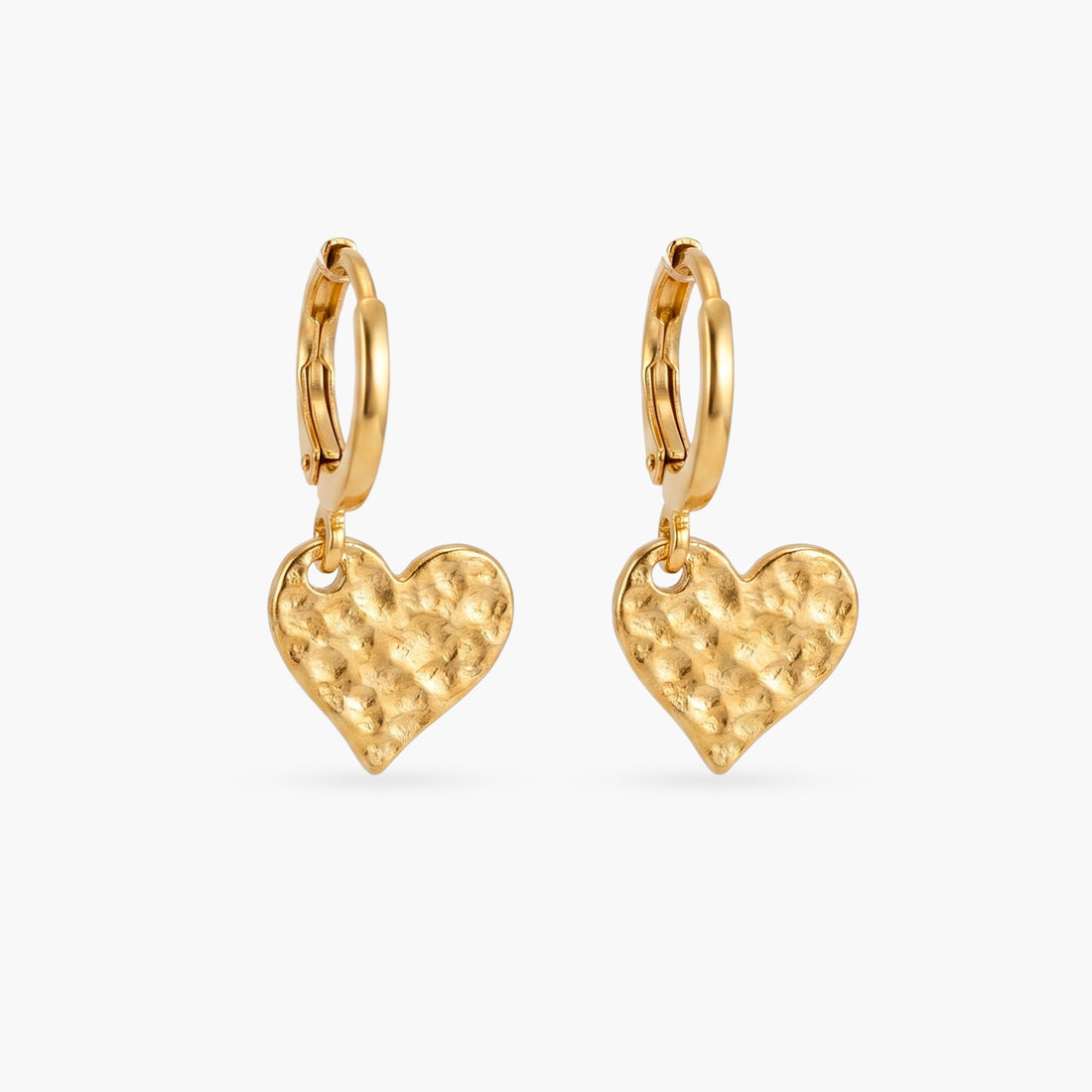 The Hammered Small Heart Earrings