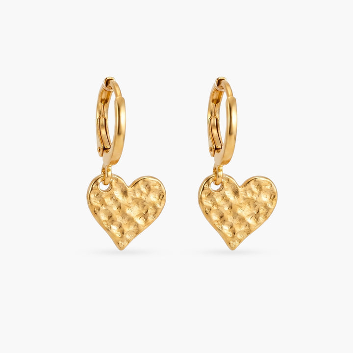 The Hammered Small Heart Earrings