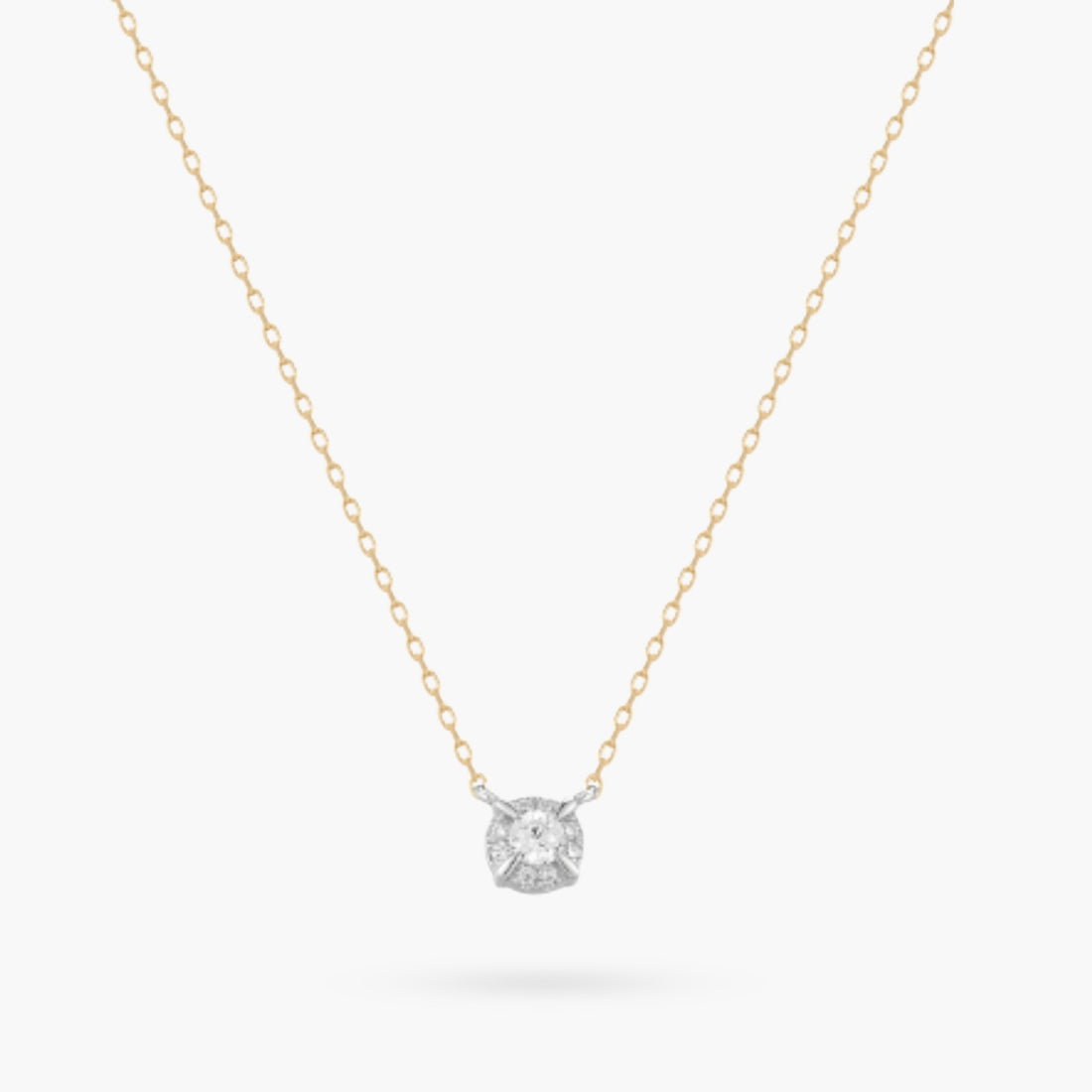 14K Diamond Stone Dainty Gold Necklace