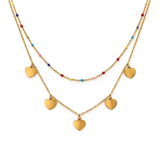 The Hearts Double Gold Necklace