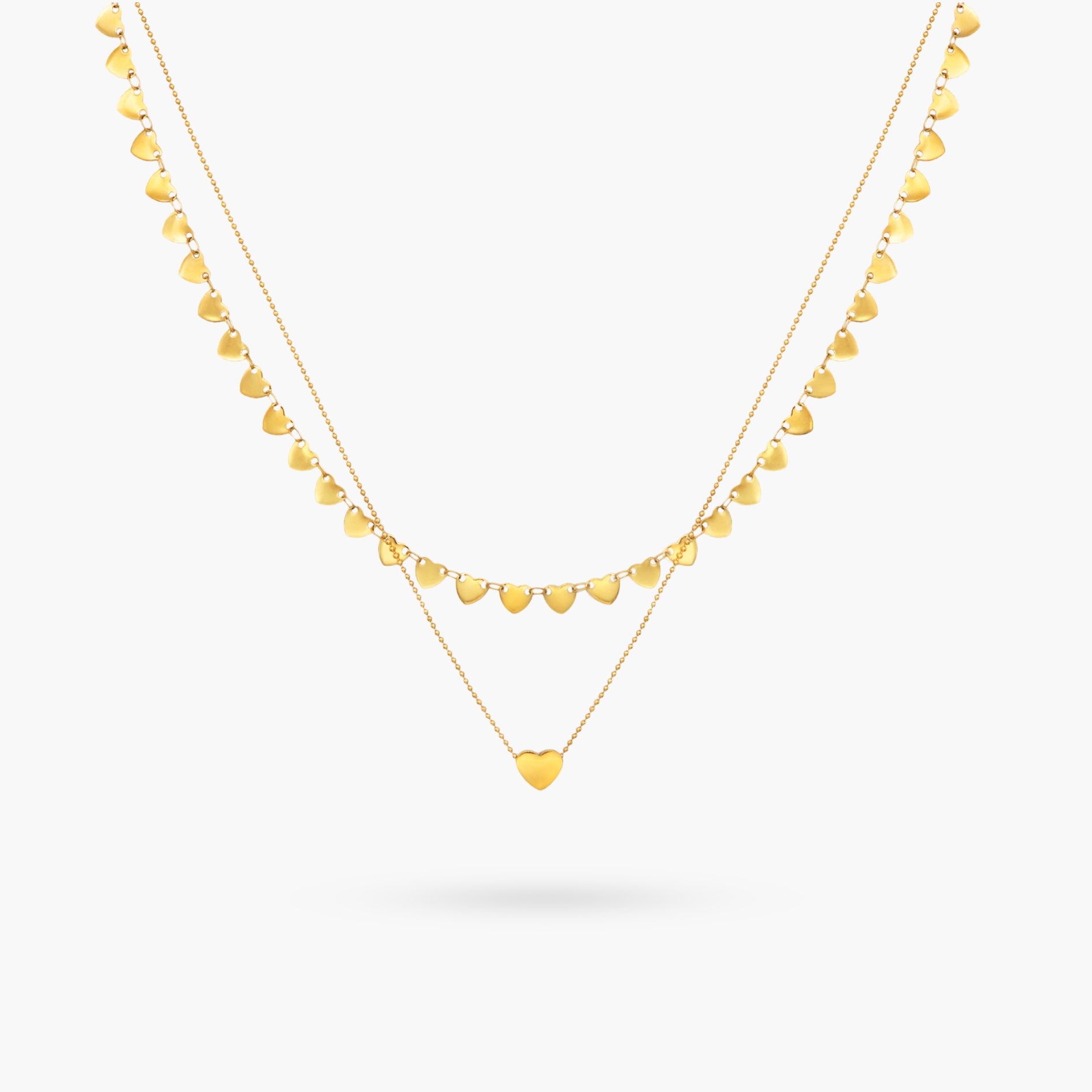 The Heart of Hearts Double Chain Gold Necklace