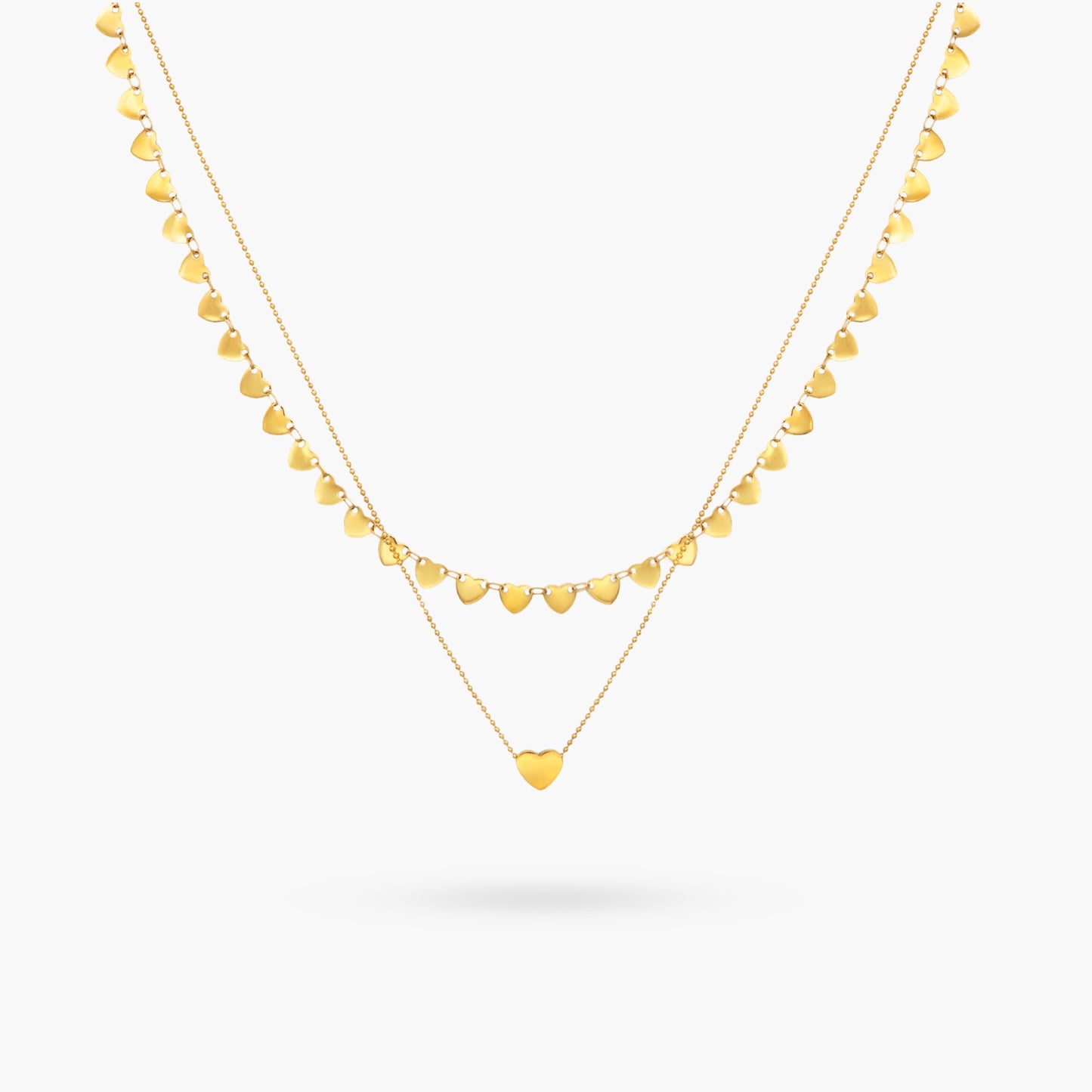 The Heart of Hearts Double Chain Gold Necklace