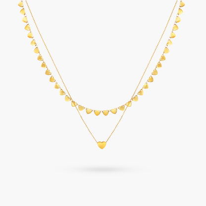 The Heart of Hearts Double Chain Gold Necklace