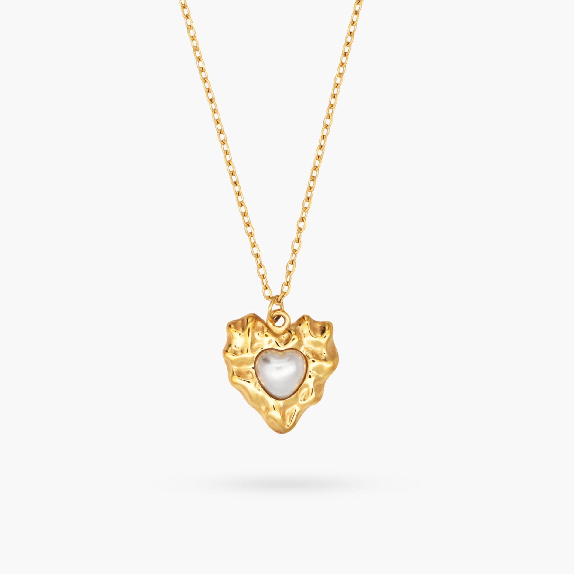 Vintage Pearl Heart Gold Necklace
