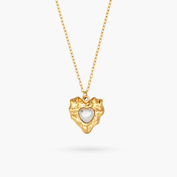 Vintage Pearl Heart Gold Necklace
