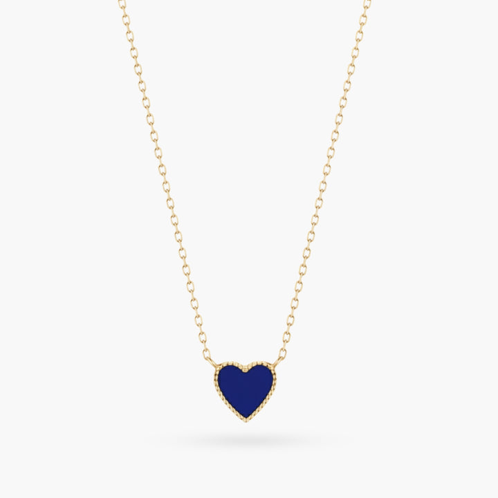 14K Lapis Lazuli Heart Gold Dainty Necklace