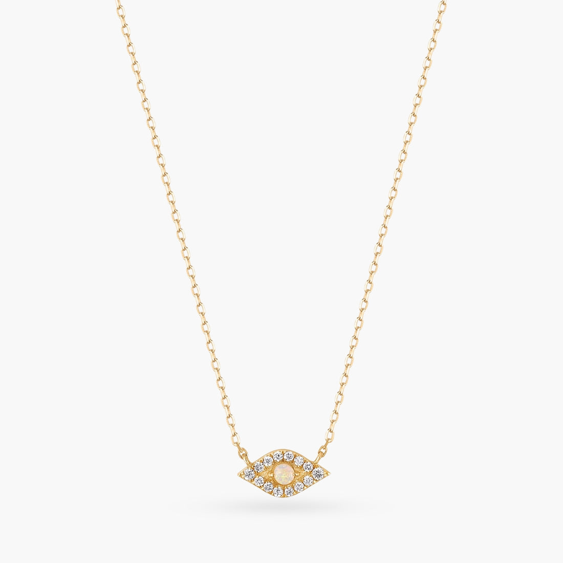 14K Diamond Evil Eye Gold Dainty Necklace