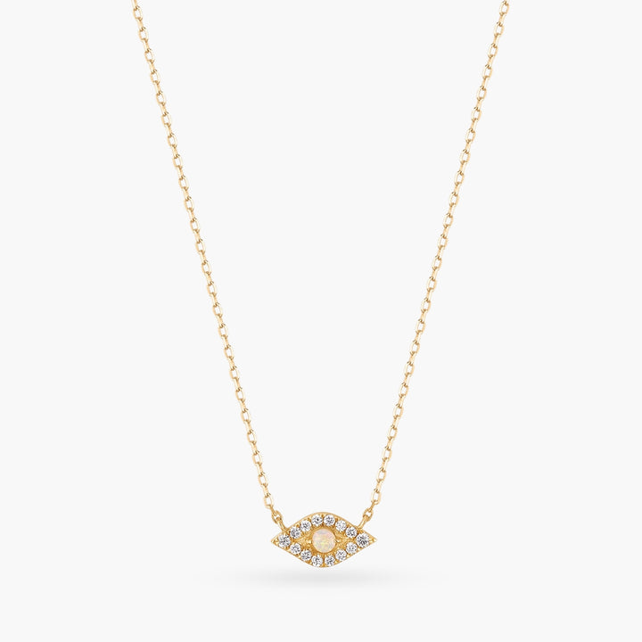 14K Diamond Evil Eye Gold Dainty Necklace
