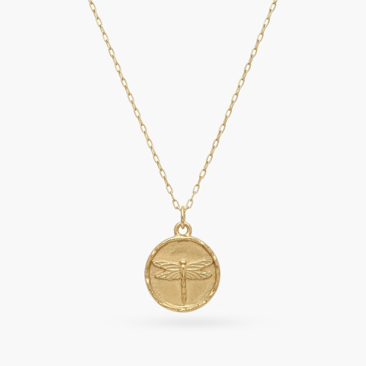 Dragonfly Gold Coin Necklace