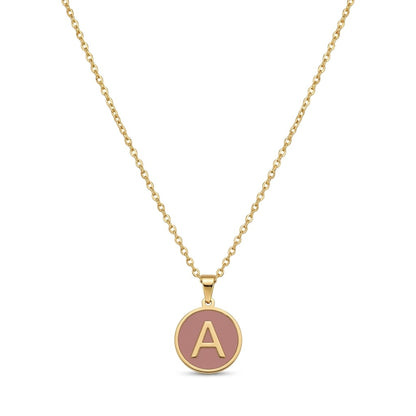 Alphabet Letter Necklace - Round Mother of Pearl