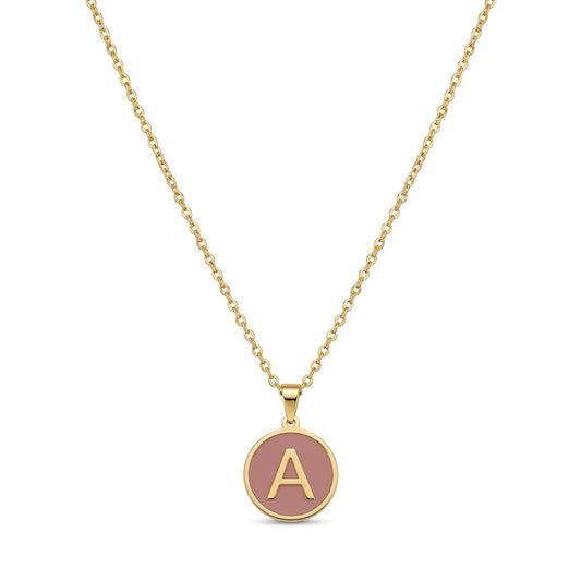 Alphabet Letter Necklace - Round Mother of Pearl