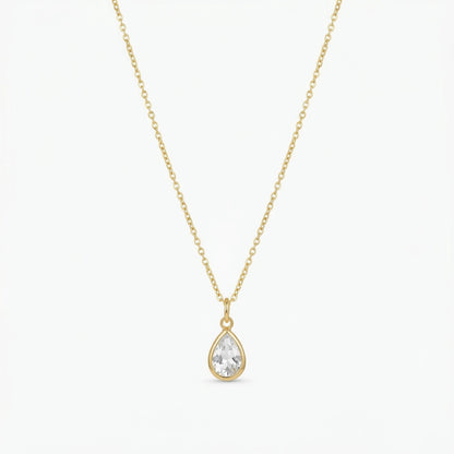 The Birthstones Teardrop Bezel Set Gold Necklace