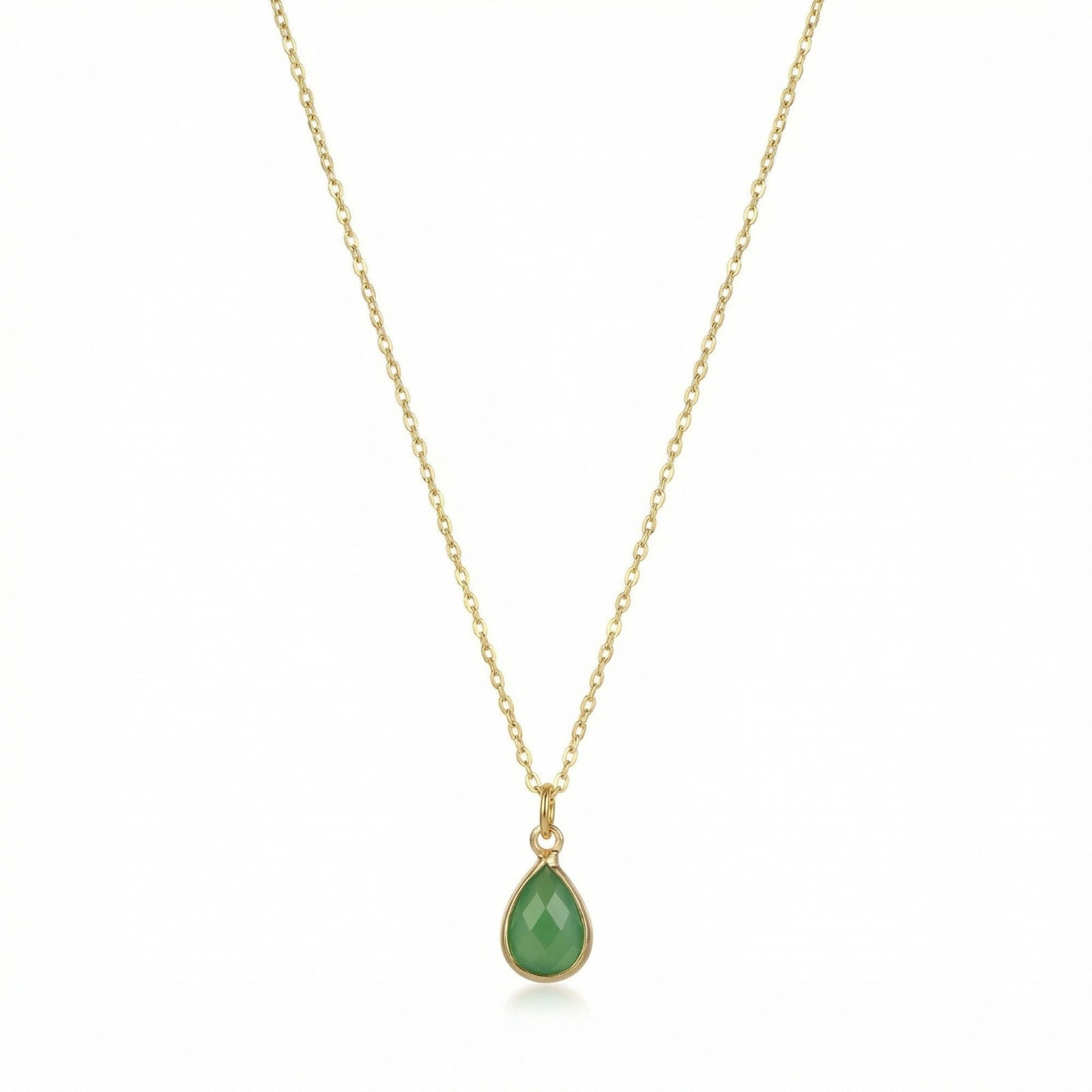 The Birthstones Teardrop Bezel Set Gold Necklace