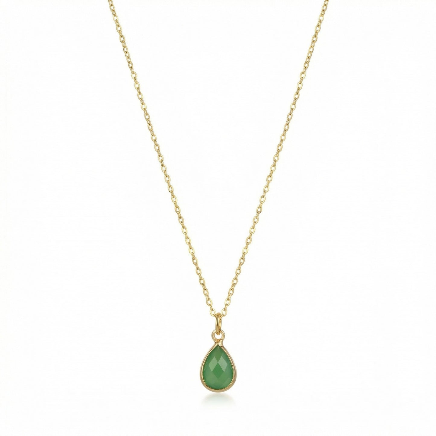 The Birthstones Teardrop Bezel Set Gold Necklace