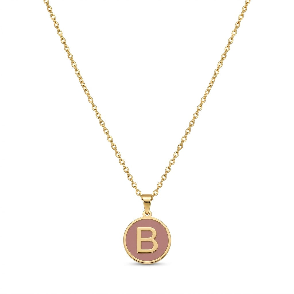 Alphabet Letter Necklace - Round Mother of Pearl
