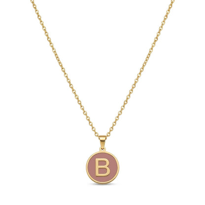 Alphabet Letter Necklace - Round Mother of Pearl