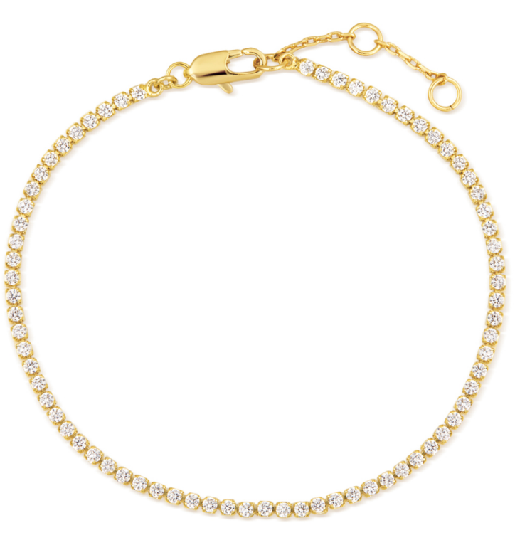 Silver Metal 14k Plated Tennis Gold Bracelet