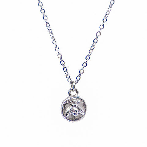 Bee strong Silver Coin Necklace