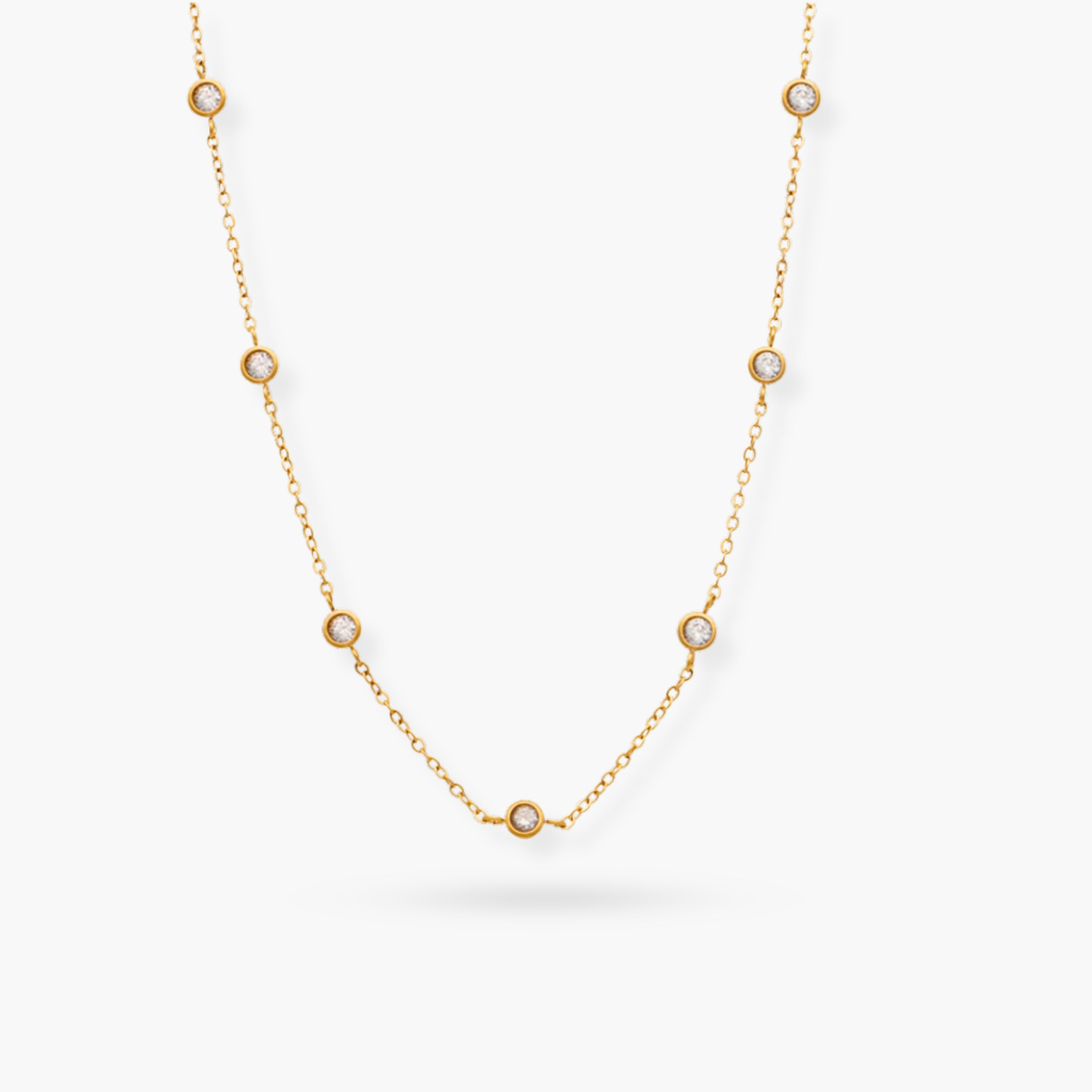 Bezel Sparkle Gold Necklace