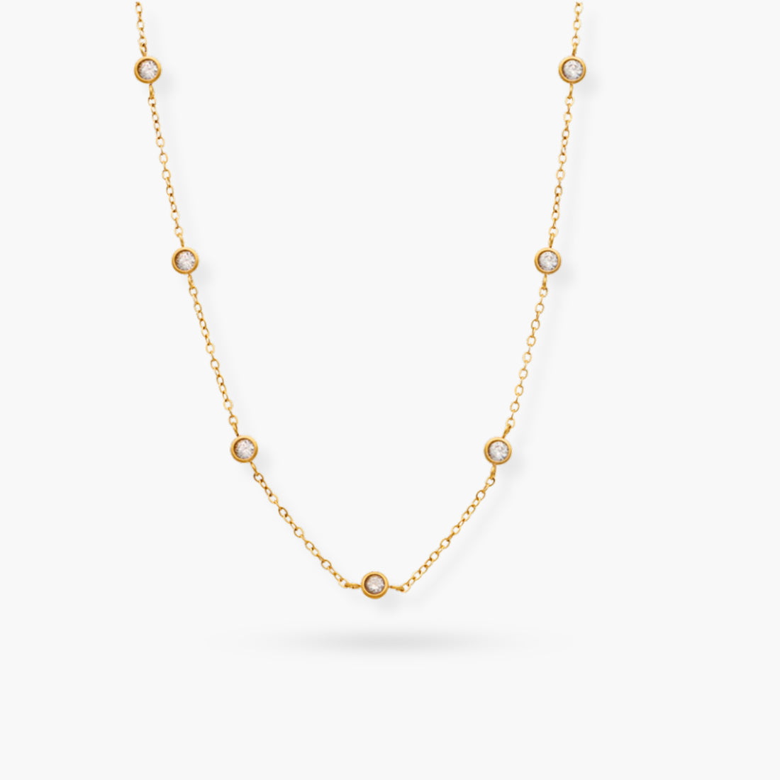 Bezel Sparkle Gold Necklace