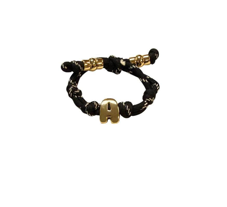 Bubble Gold Alphabet Letter Rope Bracelet