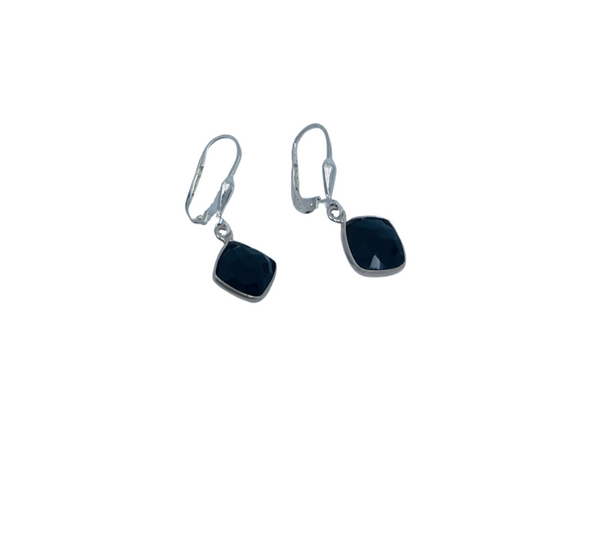 Black Stone Silver Earrings