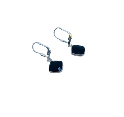 Black Stone Silver Earrings