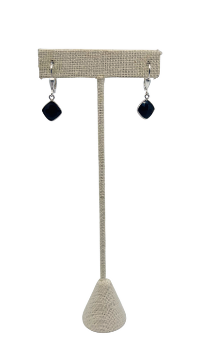 Black Stone Silver Earrings