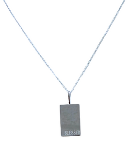 Blessed Tag Silver Necklace