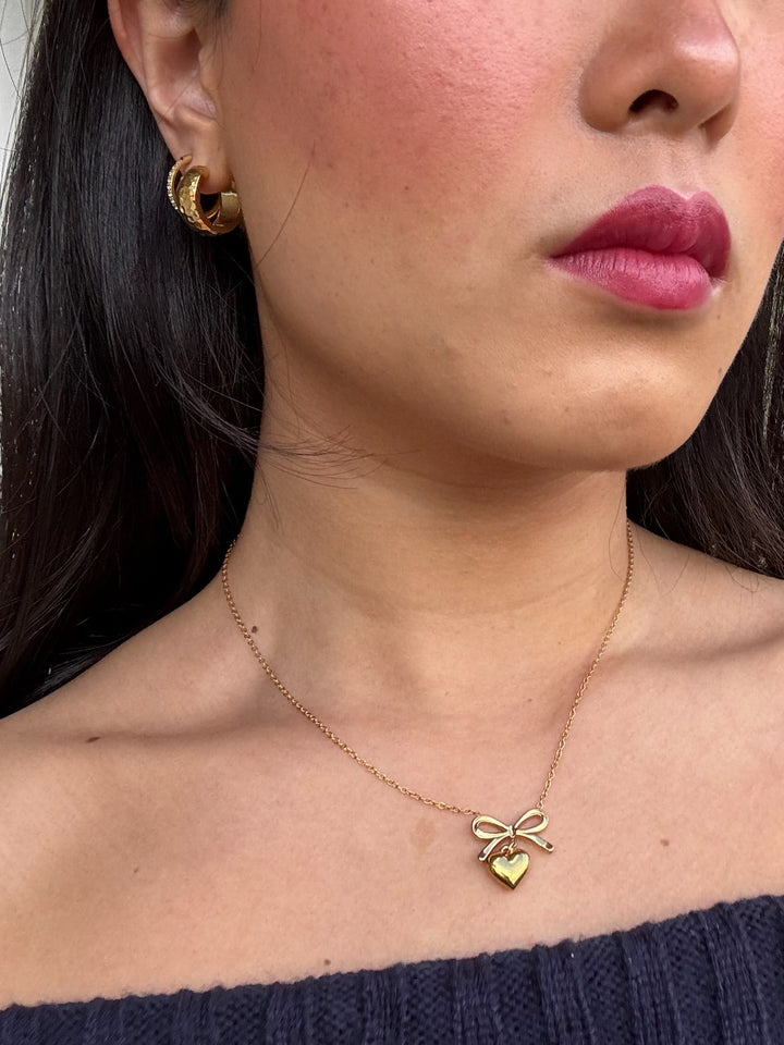 The Bow to my Heart of Gold  Necklace