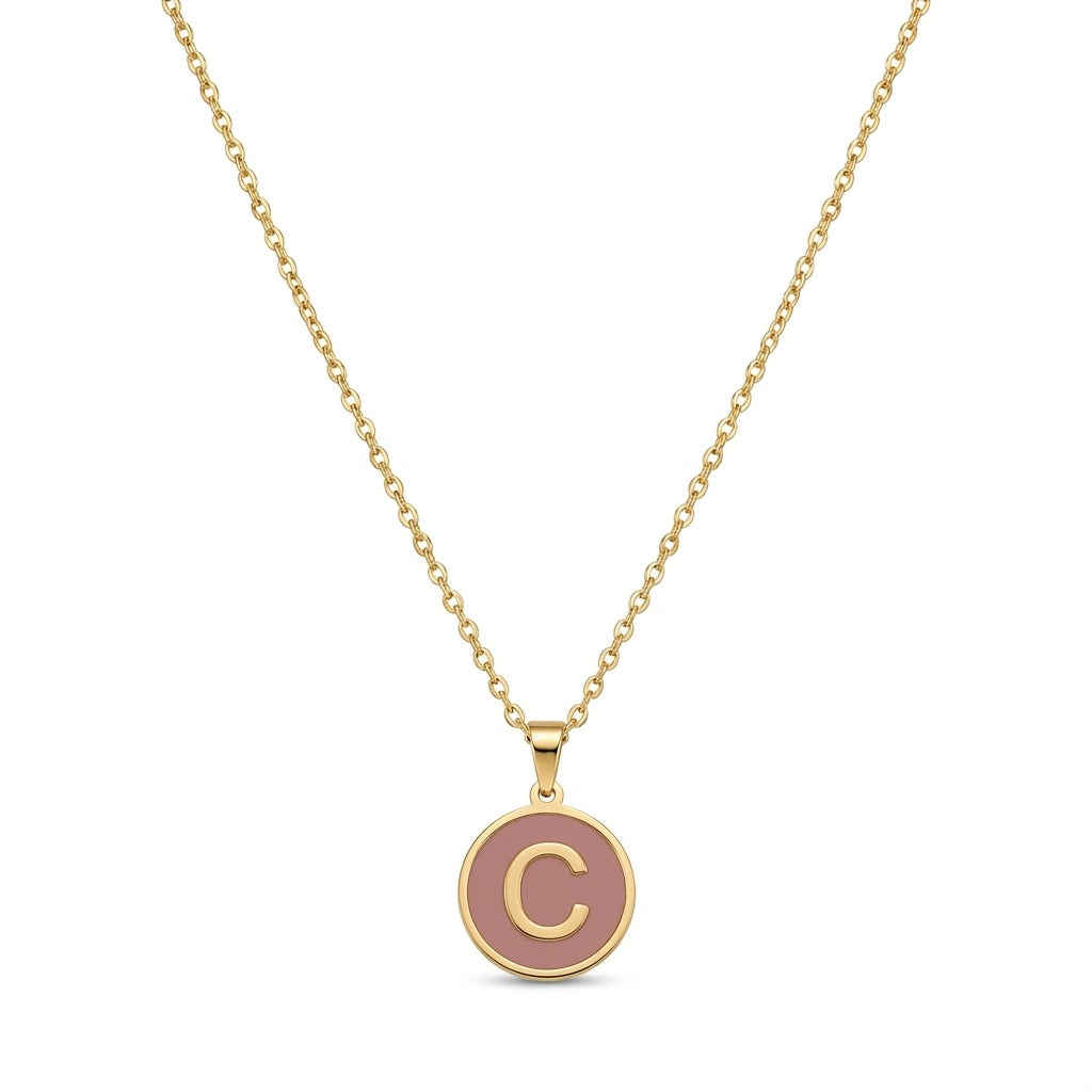 Alphabet Letter Necklace - Round Mother of Pearl