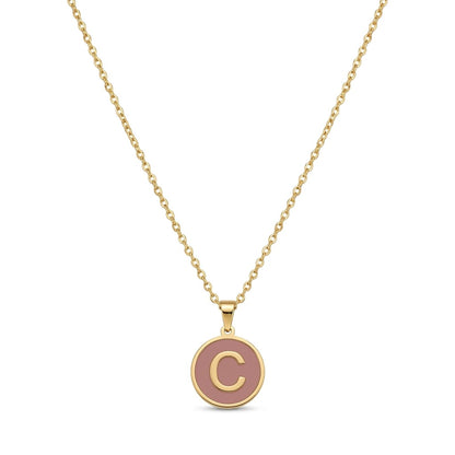 Alphabet Letter Necklace - Round Mother of Pearl