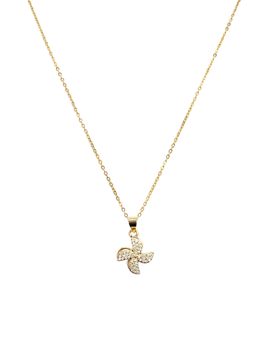 The Sparkling Pinwheel Gold Necklace