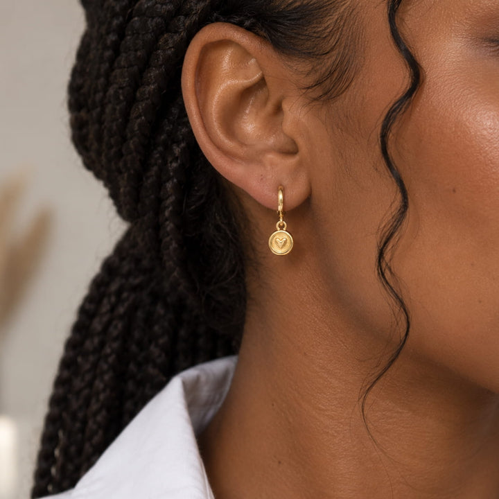 Circle with Heart Earrings