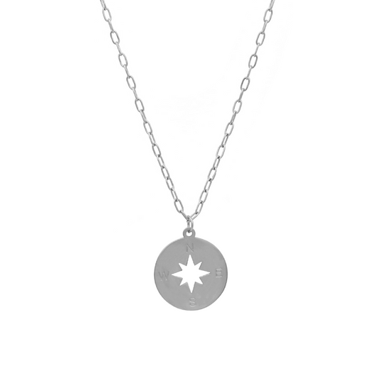 Silver Compass Necklace