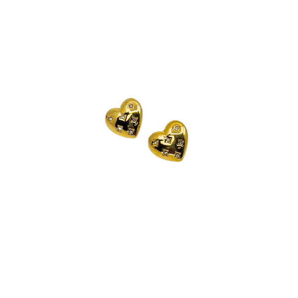 The Rhinestone Cowgirl Heart Gold Earrings