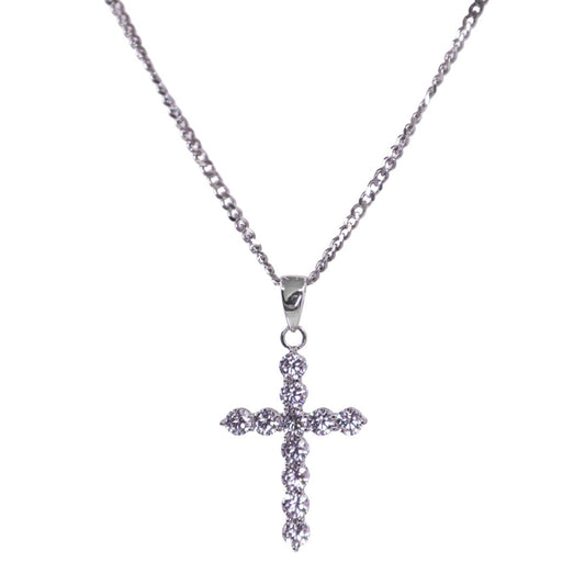 Crystal Dotted Large Cross Necklace