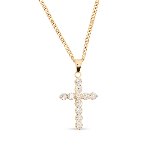 Crystal Dotted Large Cross Necklace