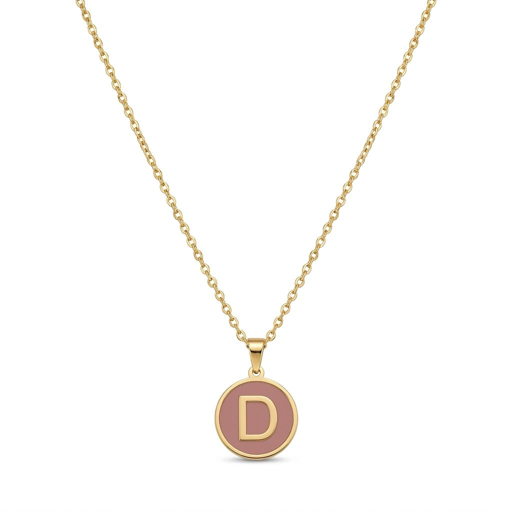 Alphabet Letter Necklace - Round Mother of Pearl
