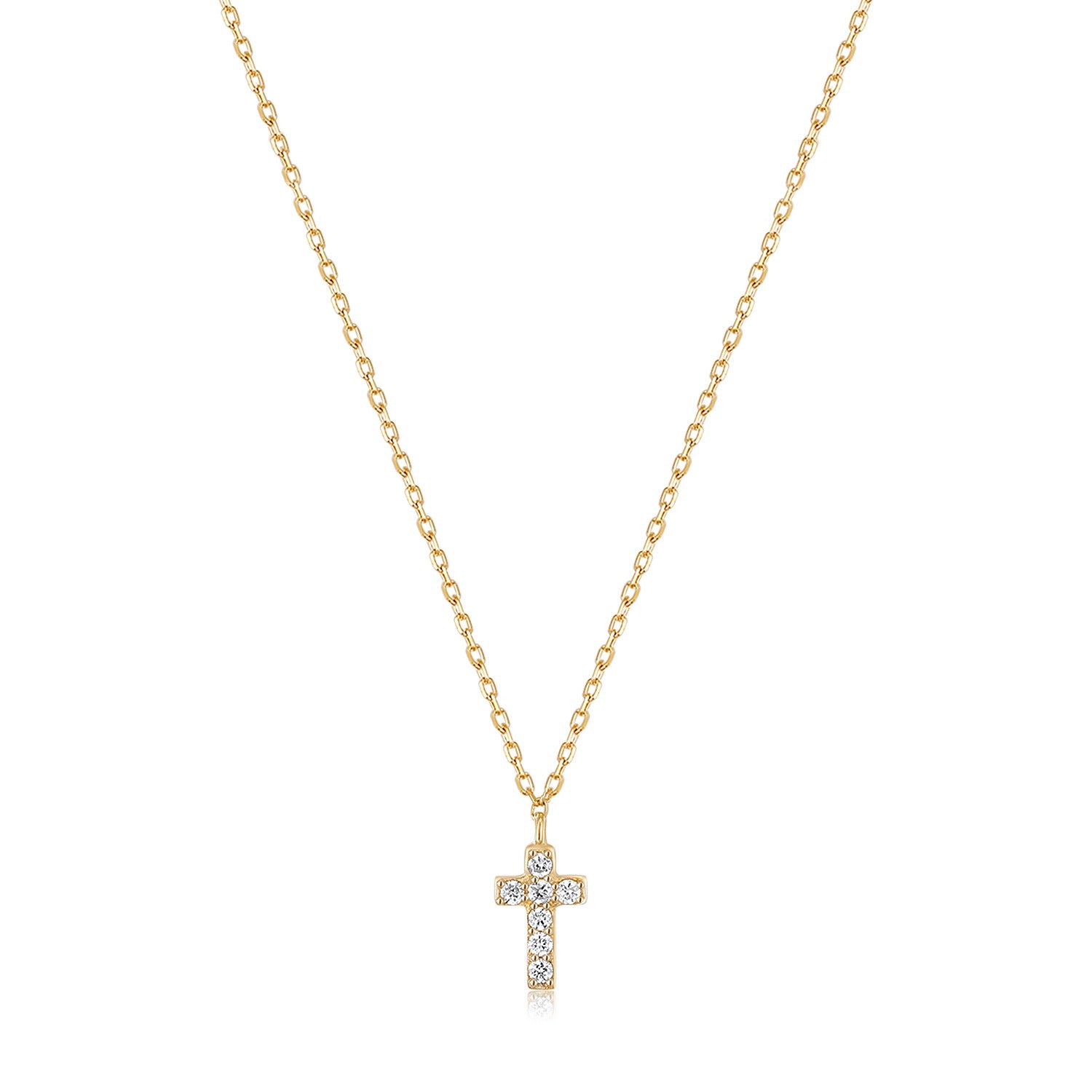 14K Diamond Dainty Cross Gold Necklace