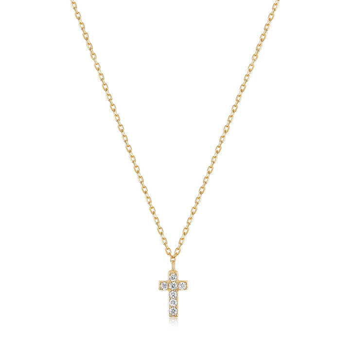 14K Diamond Dainty Cross Gold Necklace