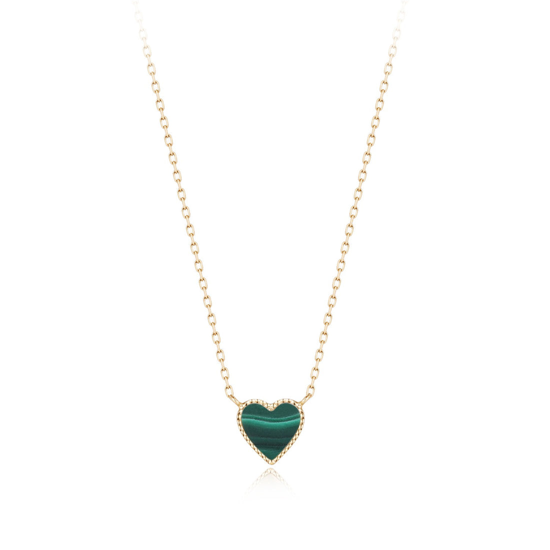 14K Jade Heart Gold Dainty Necklace