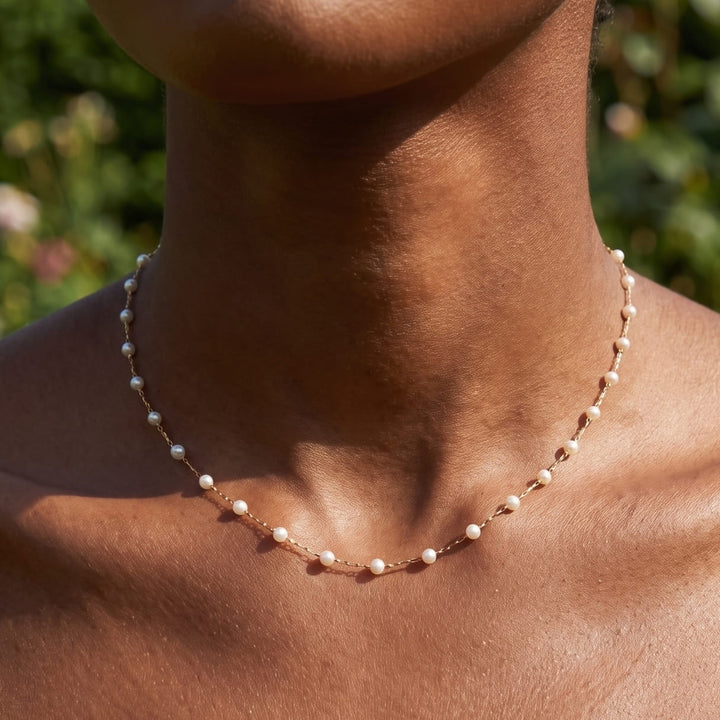Dainty Pearl Short GG Necklace