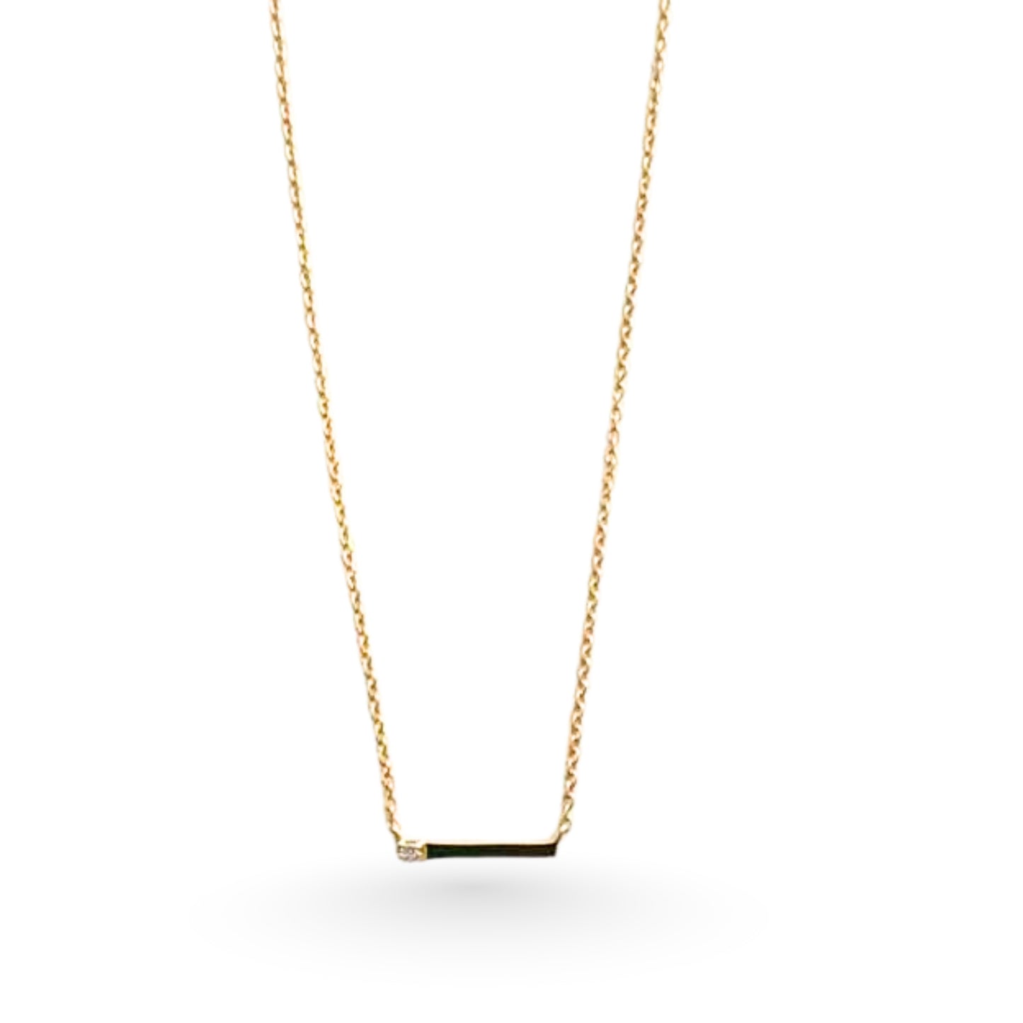 Dainty Single Diamond Bar in 14K Gold Necklace