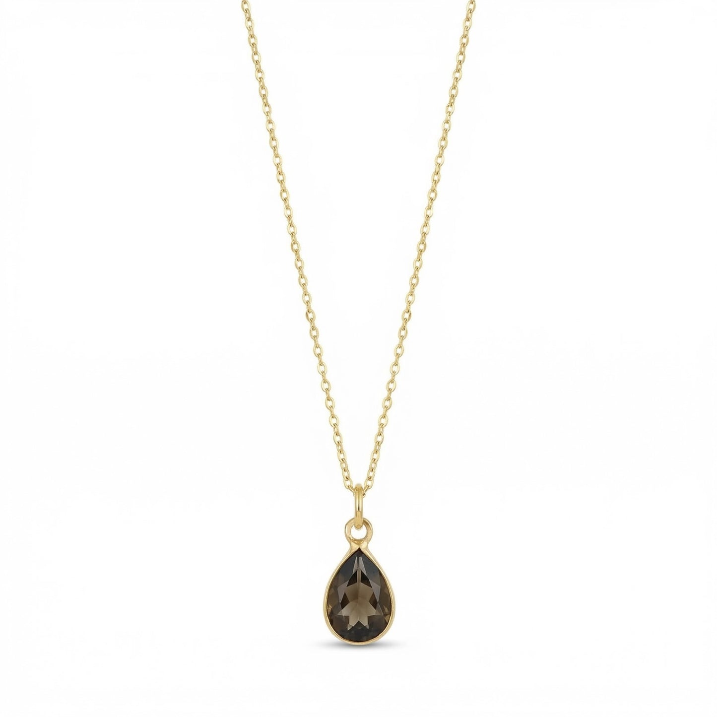 The Birthstones Teardrop Bezel Set Gold Necklace