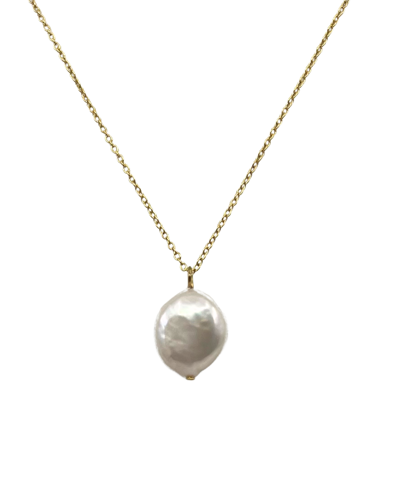 The Getting Fresh Disc Pearl Gold Necklace